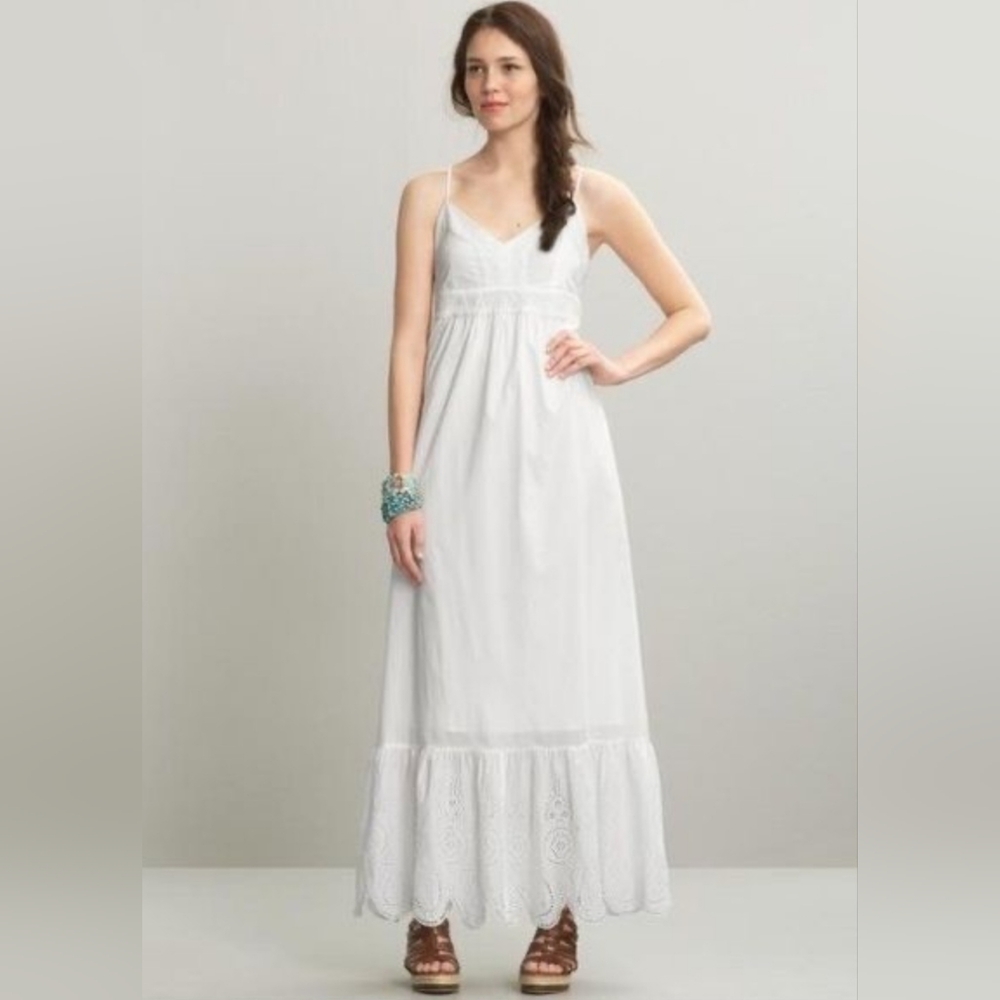 Banana Republic Bohemian Cottage Sweetheart Eyelet Spaghetti Strap Maxi Dress
